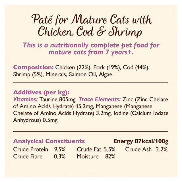 Lily's Kitchen mature cat food pate 85g, UK version