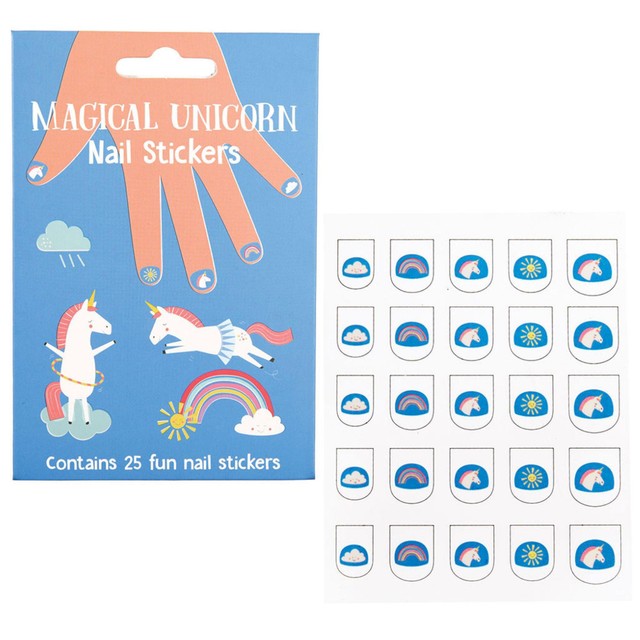 Rex London children's magical unicorn nail stickers pack of 25, imported from the UK