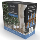 Festive 350 white compact LED lights with 5m lead - British product