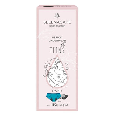 Selenacare Teens Period Knickers Sporty Blue Washable Period Underwear Size 11-12 Years