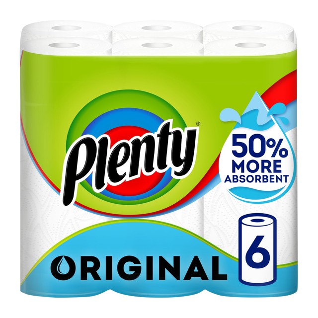 Plenty Original kitchen roll 6 per pack, imported from the UK