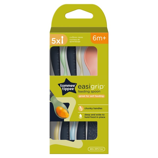 Tommee Tippee easy grip feeding spoons 5 pack (British brand)