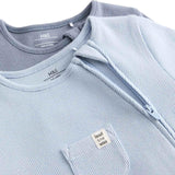 M&S cotton-rich ribbed sleepsuits in blue for 3-6 months, imported from the UK