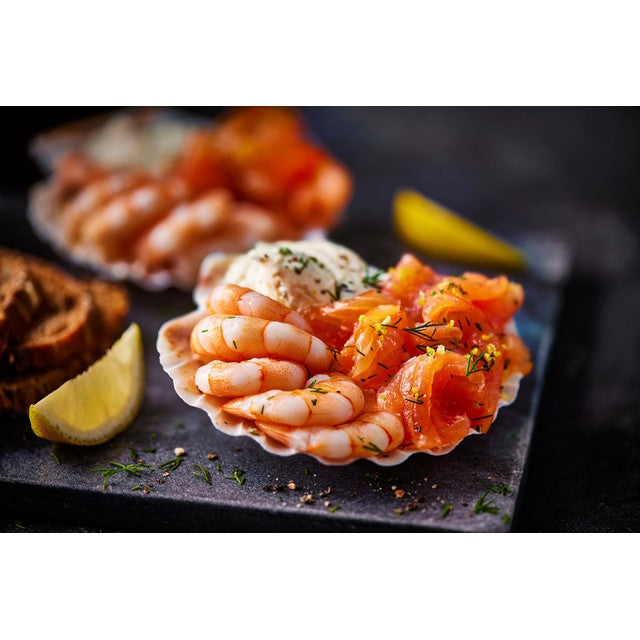 M&S seafood shells with prawns and salmon 148g, imported from the UK