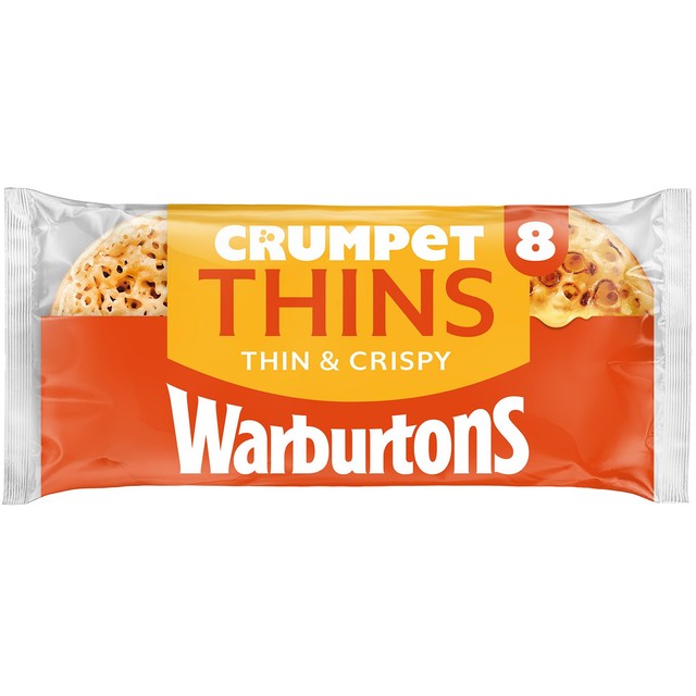 Warburtons crumpet thins 8 pack - British product
