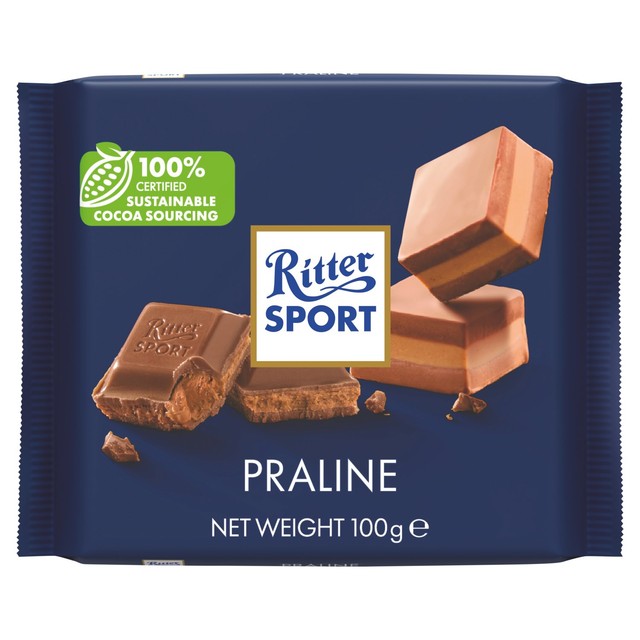 Ritter milk chocolate bar with praline filling 100g, imported from the UK