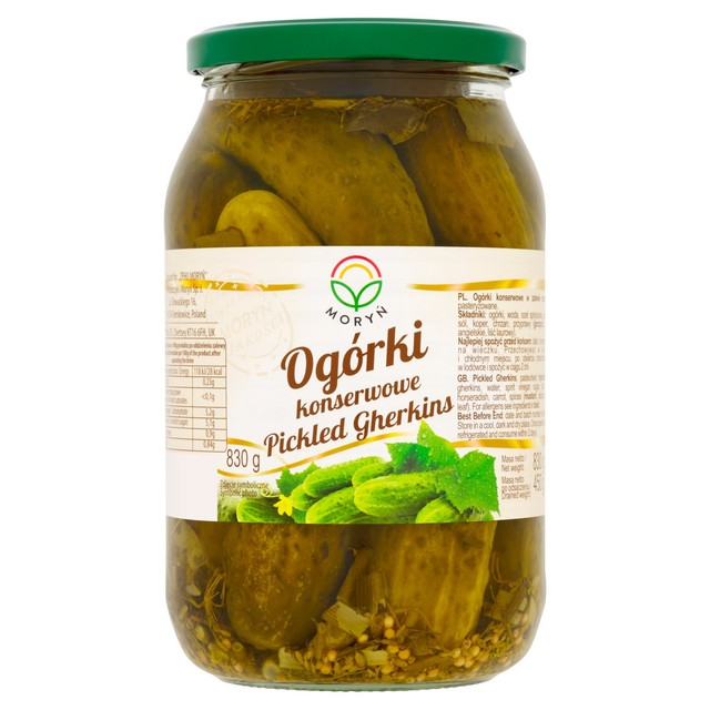 Moryn pickled gherkins 830g, imported from the UK