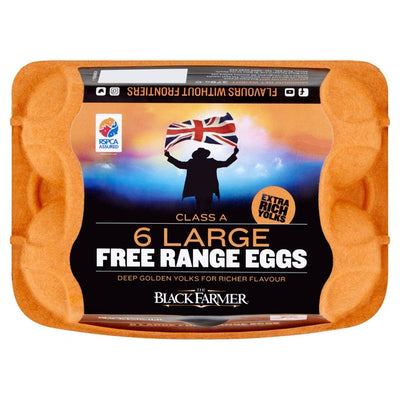 The Black Farmer Large Golden Yolk Free Range Eggs 6 Pack