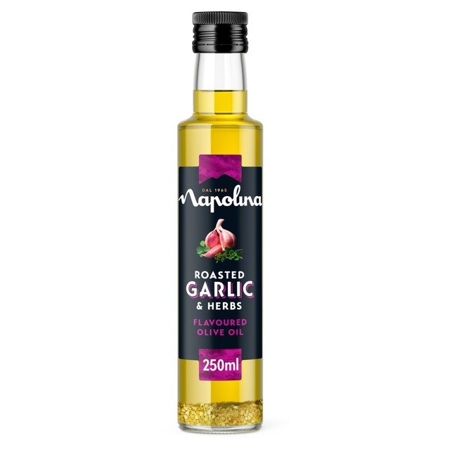 Napolina roasted garlic and herbs flavoured olive oil 250ml, imported from the UK