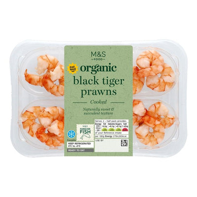 M&S Bio Schwarze Tiger Garnelen gekocht und geschält 150g