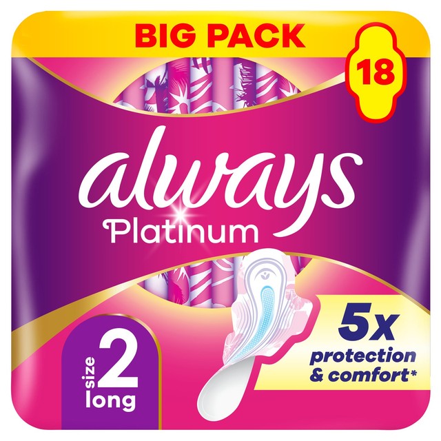 Always Platinum Long Sanitary Towels with Wings Size 2 - British product