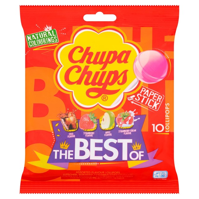 Chupa Chup assorted flavour lollipops pack of 10 - British product