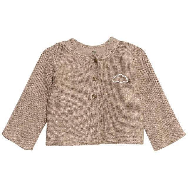 M&S 3-piece cotton rich baby outfit brown 3-6 months, imported from the UK