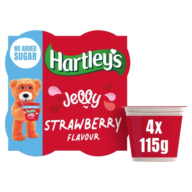 Hartley's strawberry jelly pots no added sugar 4x115g, UK version
