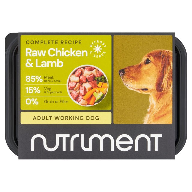 Nutriment chicken and lamb formula raw dog food 500g, imported from the UK