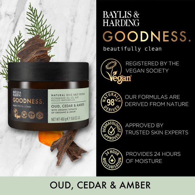 Baylis & Harding oud salt apricot olive stones body scrub 450g - British product