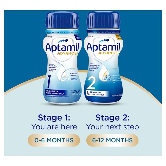 Aptamil Advanced first infant milk formula 12 x 200ml - British product