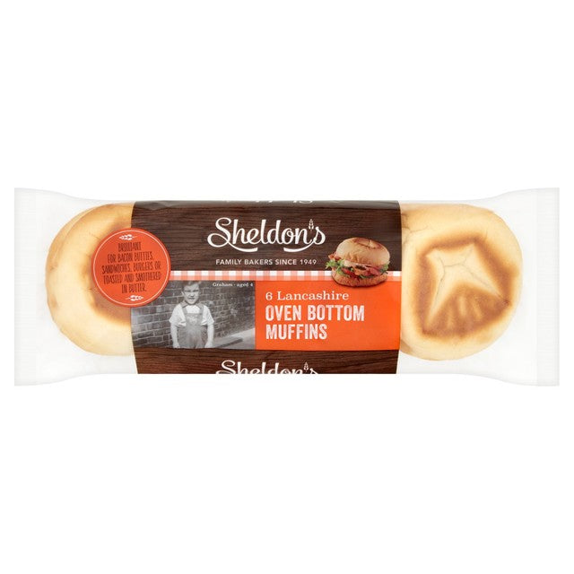 Sheldon's white oven bottom muffins 6 pack (British brand)