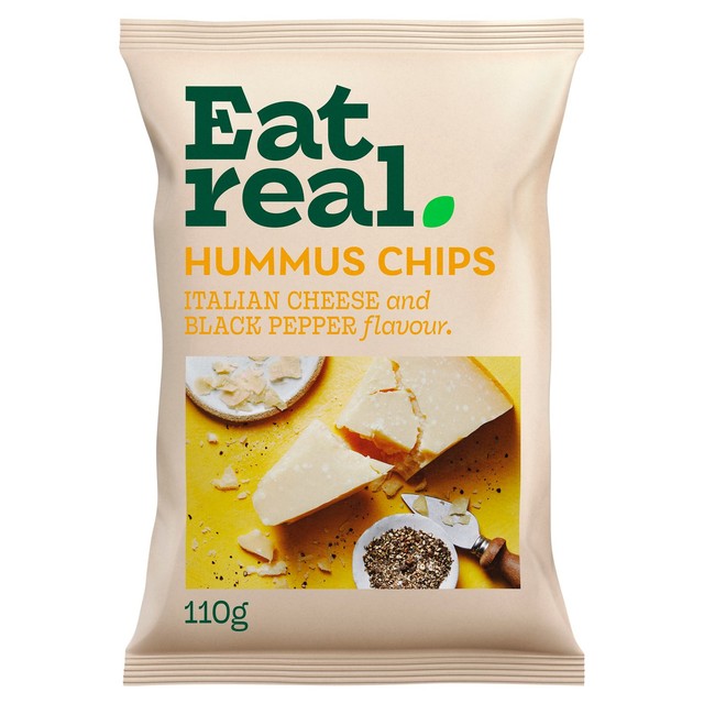 Eat Real Hummus Chips Italian Cheese & Black Pepper 110g - British product