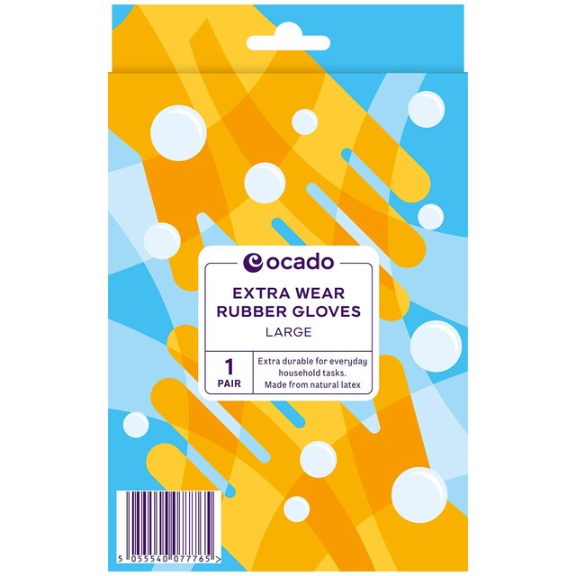 Ocado Extra Wear Household Rubber Gloves Large, imported from the UK