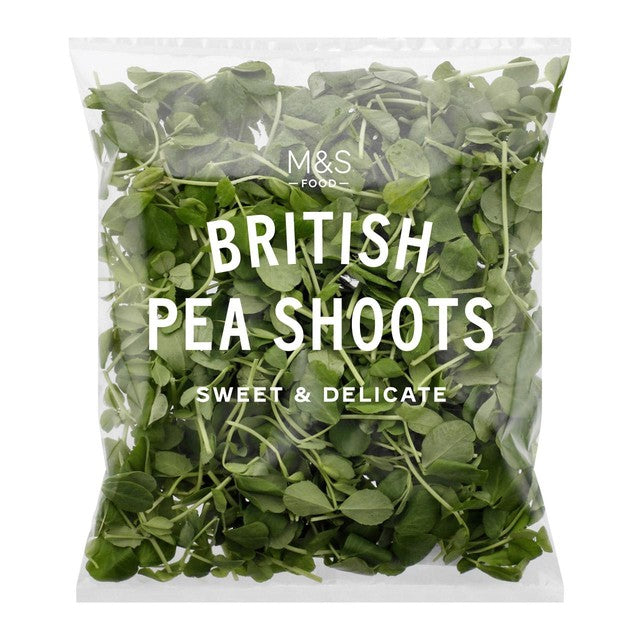 M&S Pea Shoots fresh salad greens 80g bag, imported from the UK