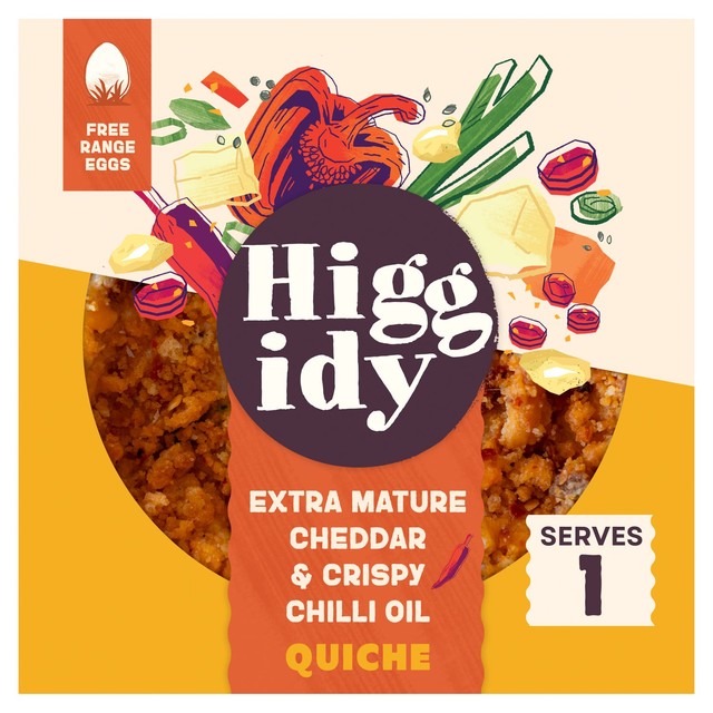 Higgidy crispy chilli oil and mature cheddar quiche 155g, UK version