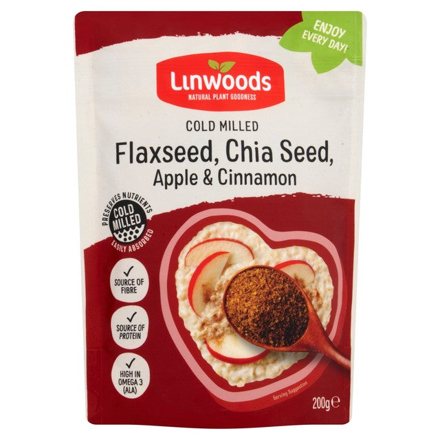 Linwoods flax and chia seed mix with apple and cinnamon 200g, UK version