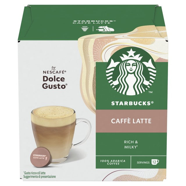 Starbucks Caffe Latte coffee pods 12 pack (British brand)