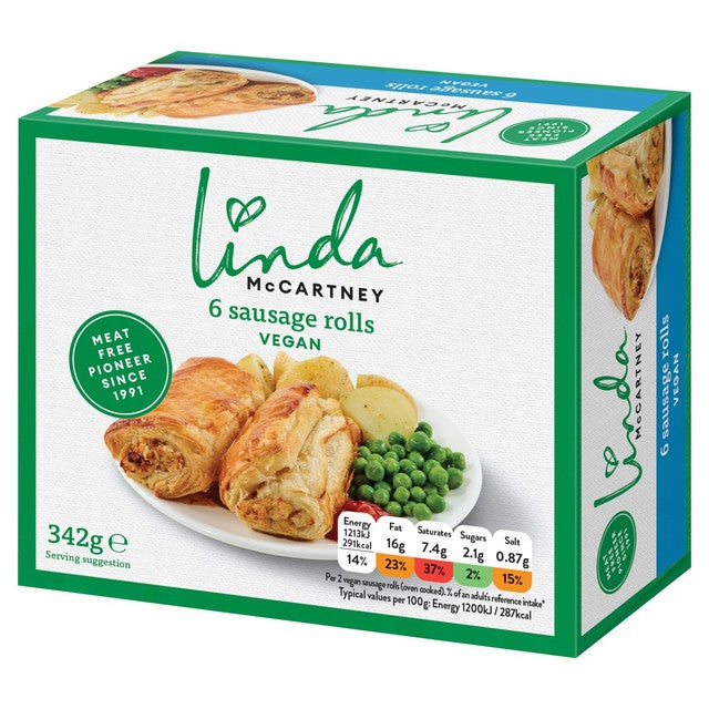 Linda McCartney Cumberland-style vegetarian sausage rolls 342g, UK version