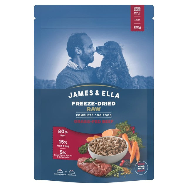 James & Ella beef dog food 100g, UK version