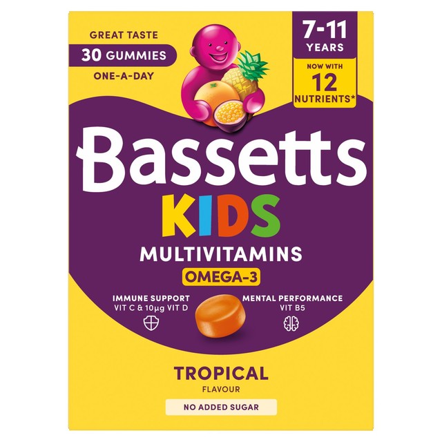 Bassetts Tropical Omega-3 & Multivitamin Gummies for kids - British product