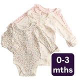 M&S girls floral pointelle bodysuit ivory 0-3 months, imported from the UK