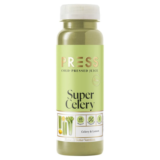 Press Celery Lemon Cold Pressed Juice 250ml, imported from the UK