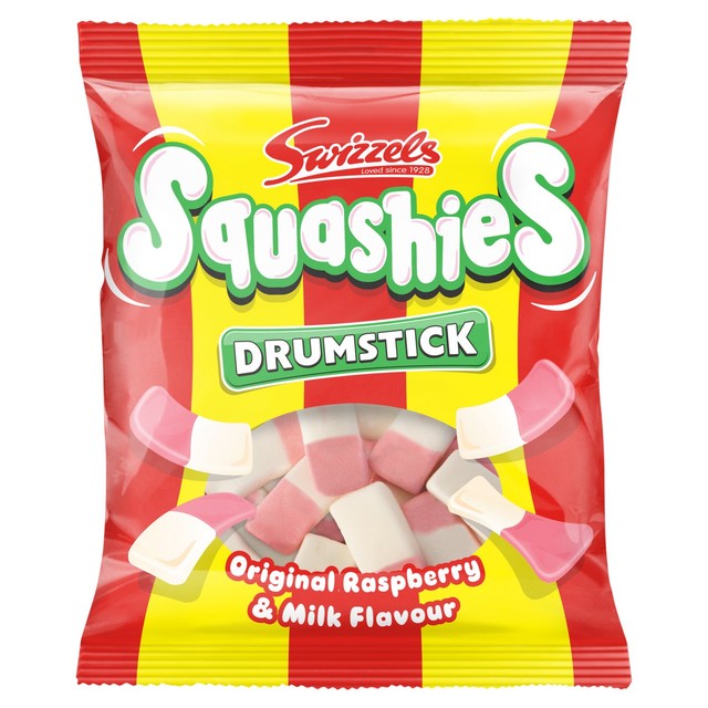 Swizzels Squashies Original Raspberry and Milk Flavour fruit gums 140g (British brand)