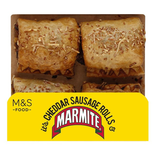 M&S mature cheddar and marmite sausage rolls 188g, imported from the UK