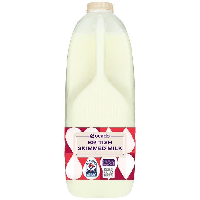 Ocado British Skimmed Milk 4 Pints, imported from the UK