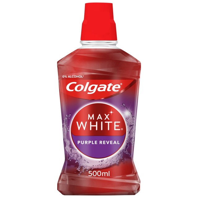 Colgate Max White Purple Reveal Alcohol Free teeth whitening mouthwash 500ml - British product