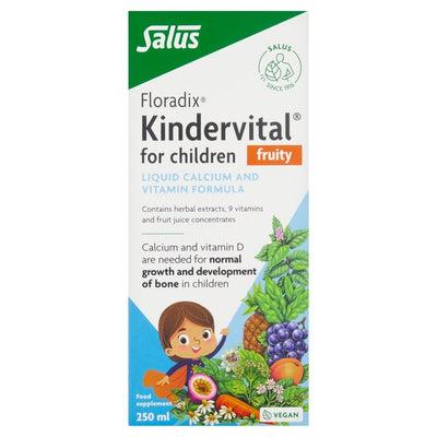 Floradix Kindervital Fruity Liquid Calcium and Vitamin Formula Children's Vitamin and Calcium Supplement 250ml