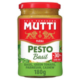 Mutti Basil Green Tomato & Parmesan Green Pesto Pasta Sauce 180g, imported from the UK