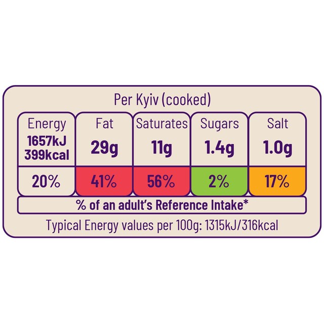 Ocado Garlic Herb Chicken Kyivs 2 pack 260g, imported from the UK