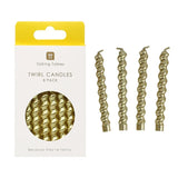 Talking Tables gold twirl birthday candles 8 per pack (British brand)