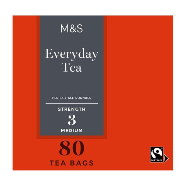 M&S Fairtrade Everyday Tea Bags 80 pack, imported from the UK