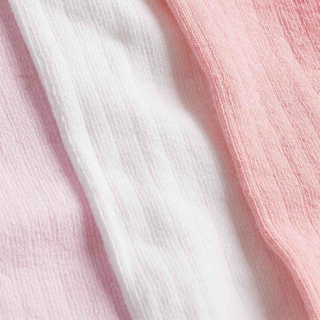 M&S girls cotton ribbed tights light pink 12-18 months 3 pack, imported from the UK