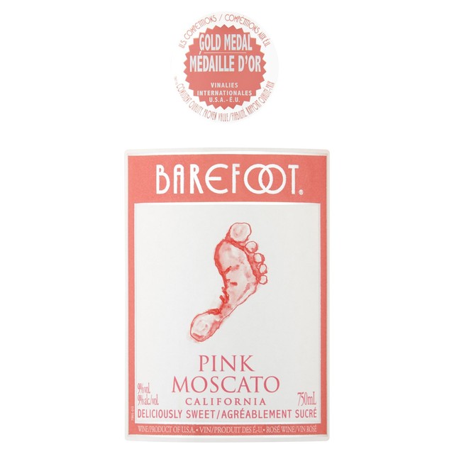 Barefoot Pink Moscato Rosé wine 75cl - British product