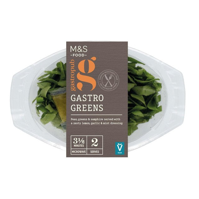 M&S Vegetable Side Greens Peas Spinach 210g, imported from the UK