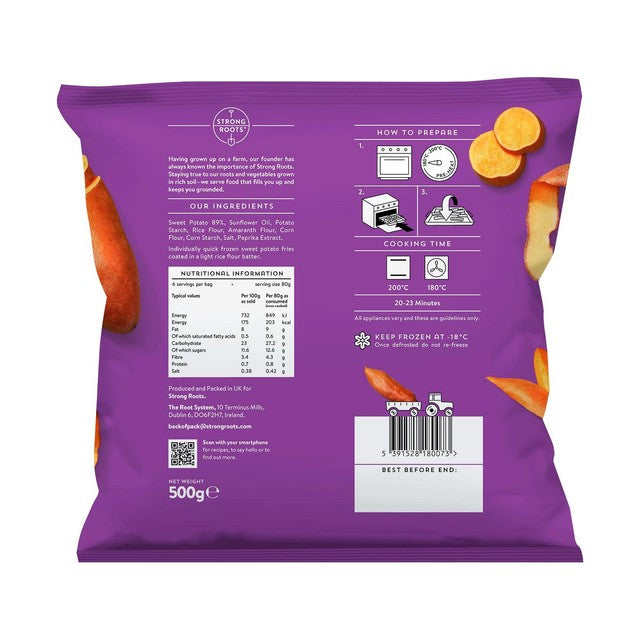 Strong Roots Oven Baked Sweet Potato Fries 500g (British brand)