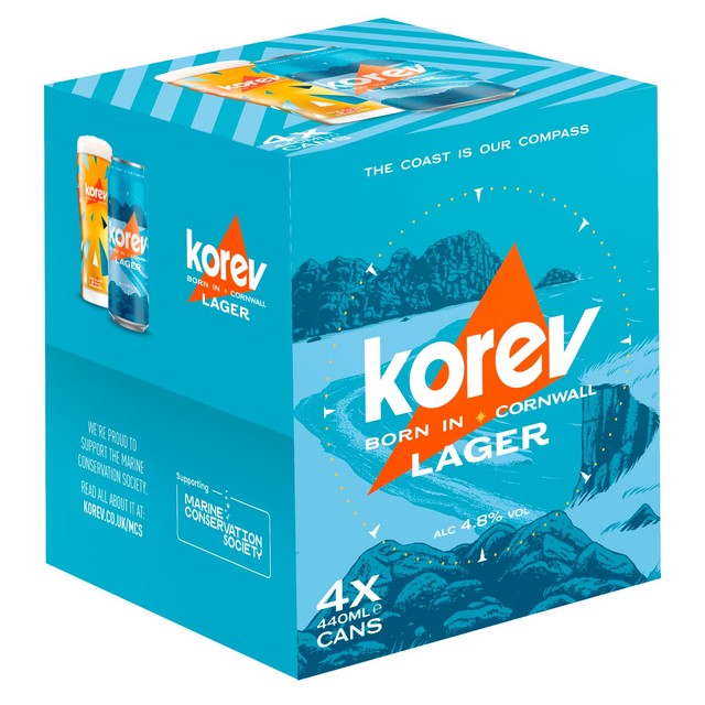 St Austell Korev Cornish Lager 4 x 440ml cans, UK version