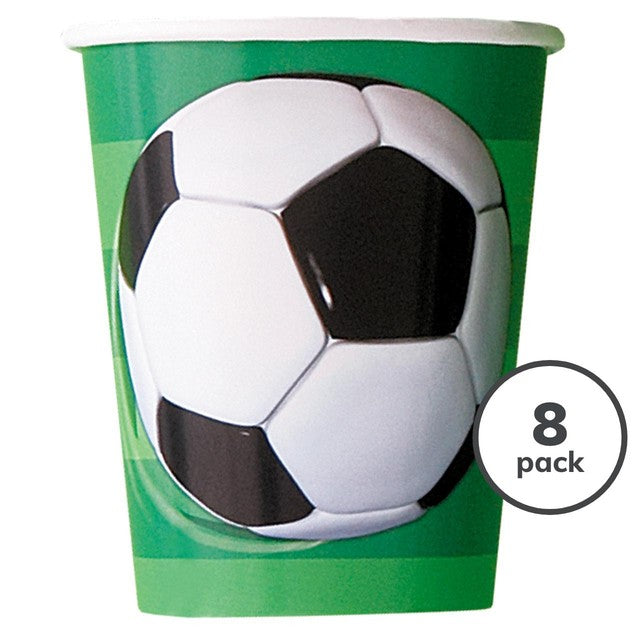 Unique Party football paper cups 266ml 8 pack - British product