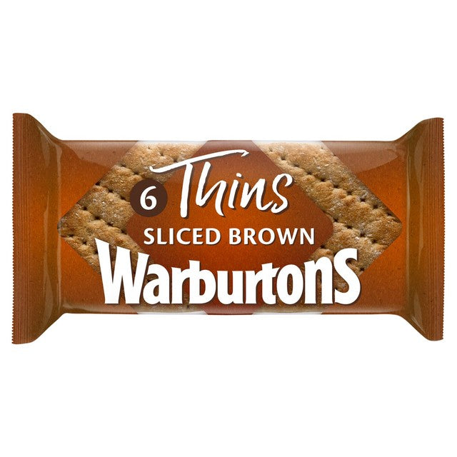 Warburtons brown sandwich thins 6 pack - British product