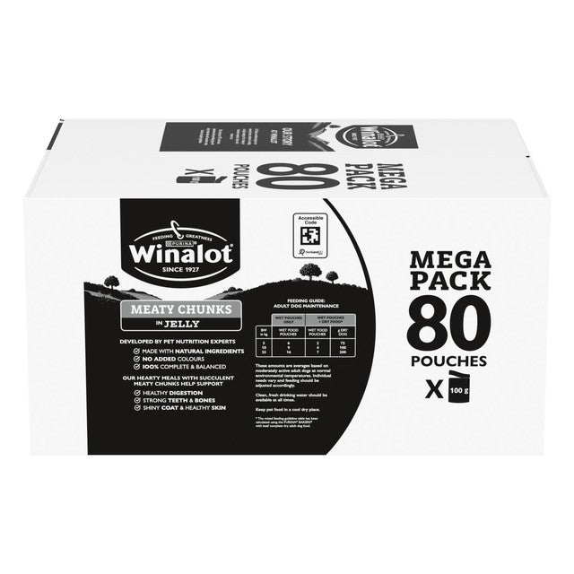 Winalot meaty chunks mixed in jelly wet dog food 80 x 100g (British brand)